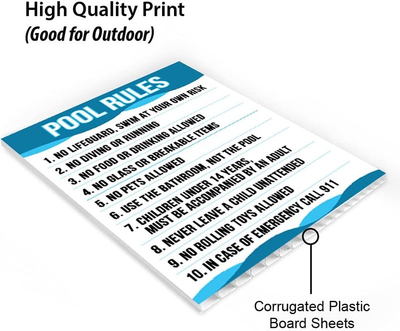 MEGA FORMAT Pool Sign for Outside, Corrugated Plastic Safety Rules - 12" x 18", Rust Free, Weather/Fade Resistant, Easy Mounting, Pool Rules Sign Outdoor/Indoor Use - Image 5